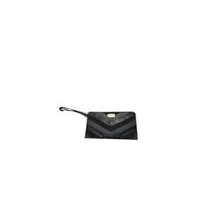 Michael Kors Wallet Black Jet Set Saffiano Snake Leather|Suede Clutch Wristlet